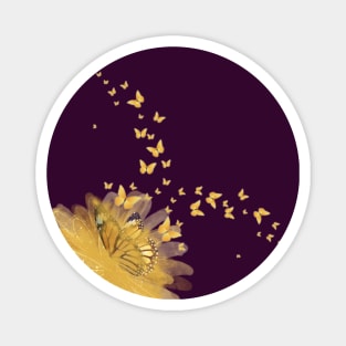 Aesthetic Yellow Flower and Butterflies Magnet